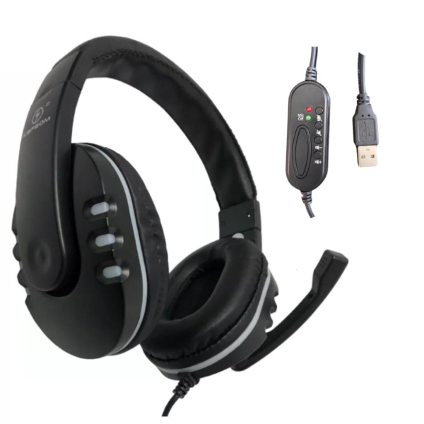 Fone de ouvido Gamer ka-9007 preto E com luz LED - Image 2