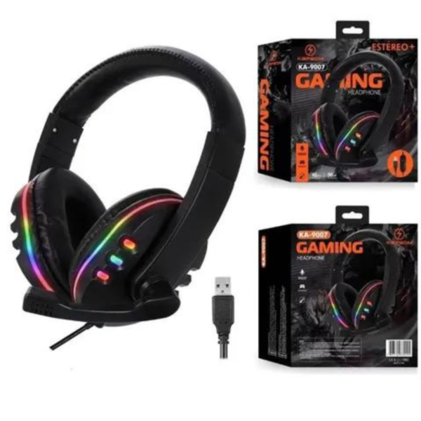 Fone de ouvido Gamer ka-9007 preto E com luz LED - Image 4